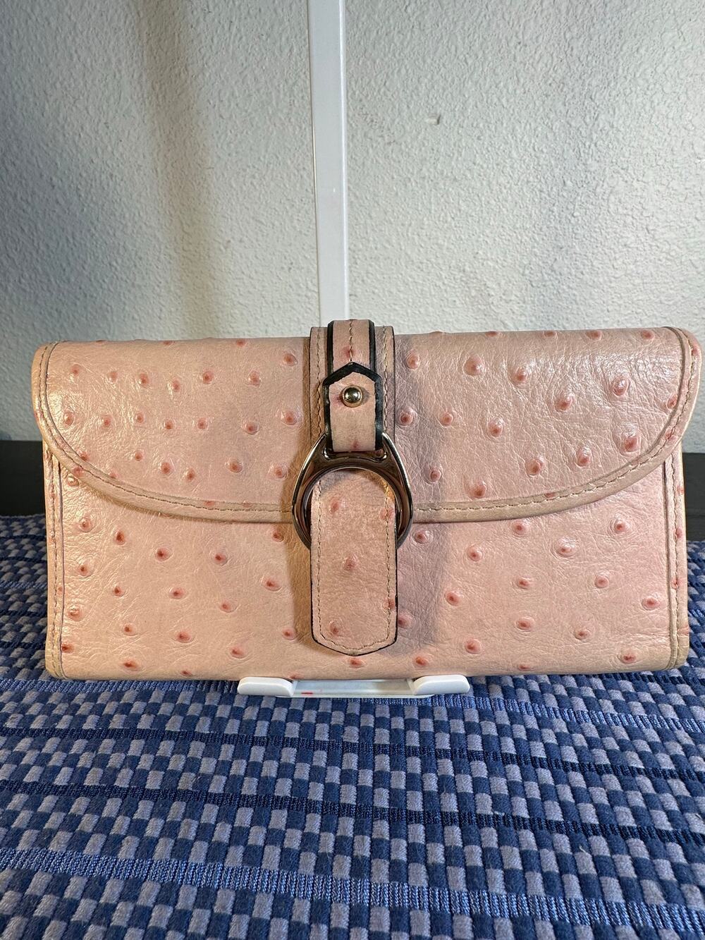 Dooney & Bourke Ostrich-Embossed Continental Clutch Wallet - Blush Pink